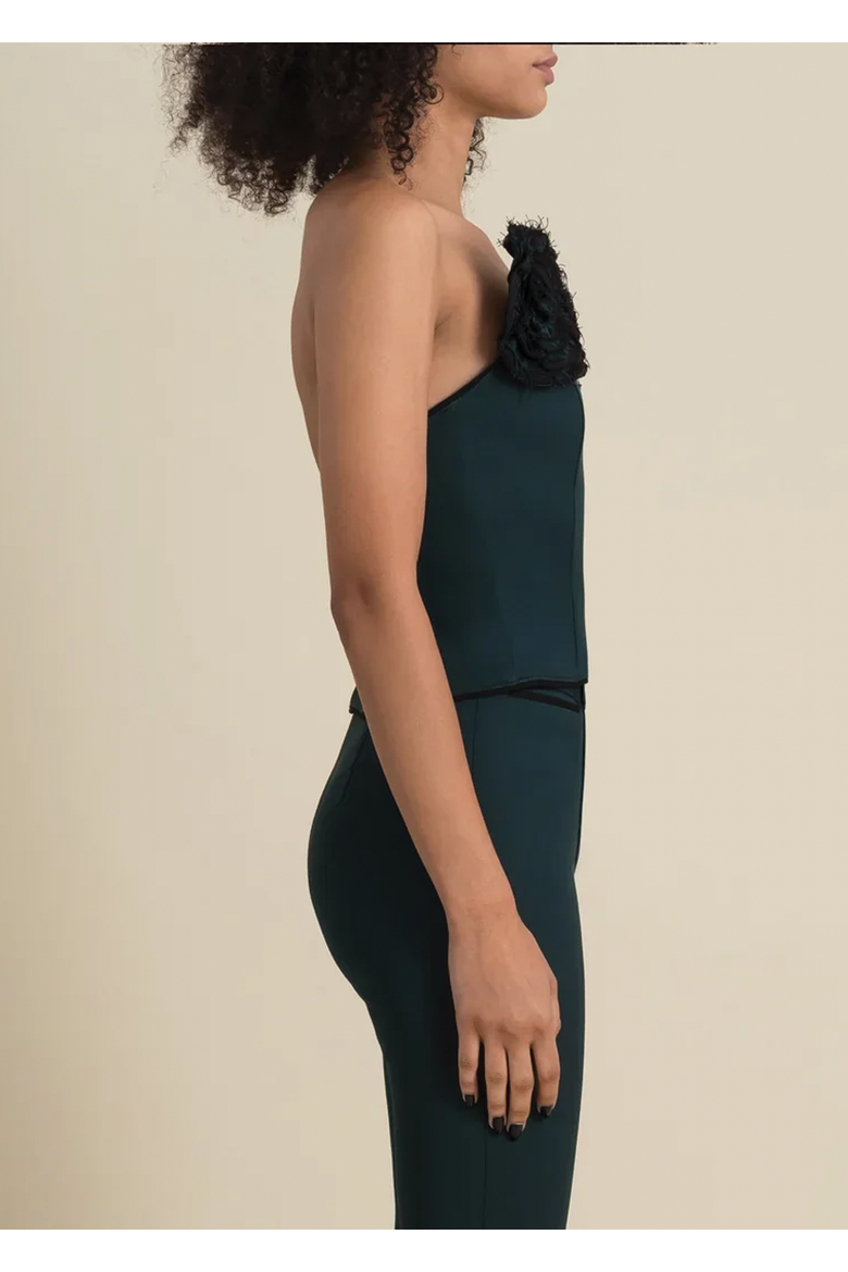Helix Form-Fitting Stretch Wool Top, Alternate, color, Emerald & Black