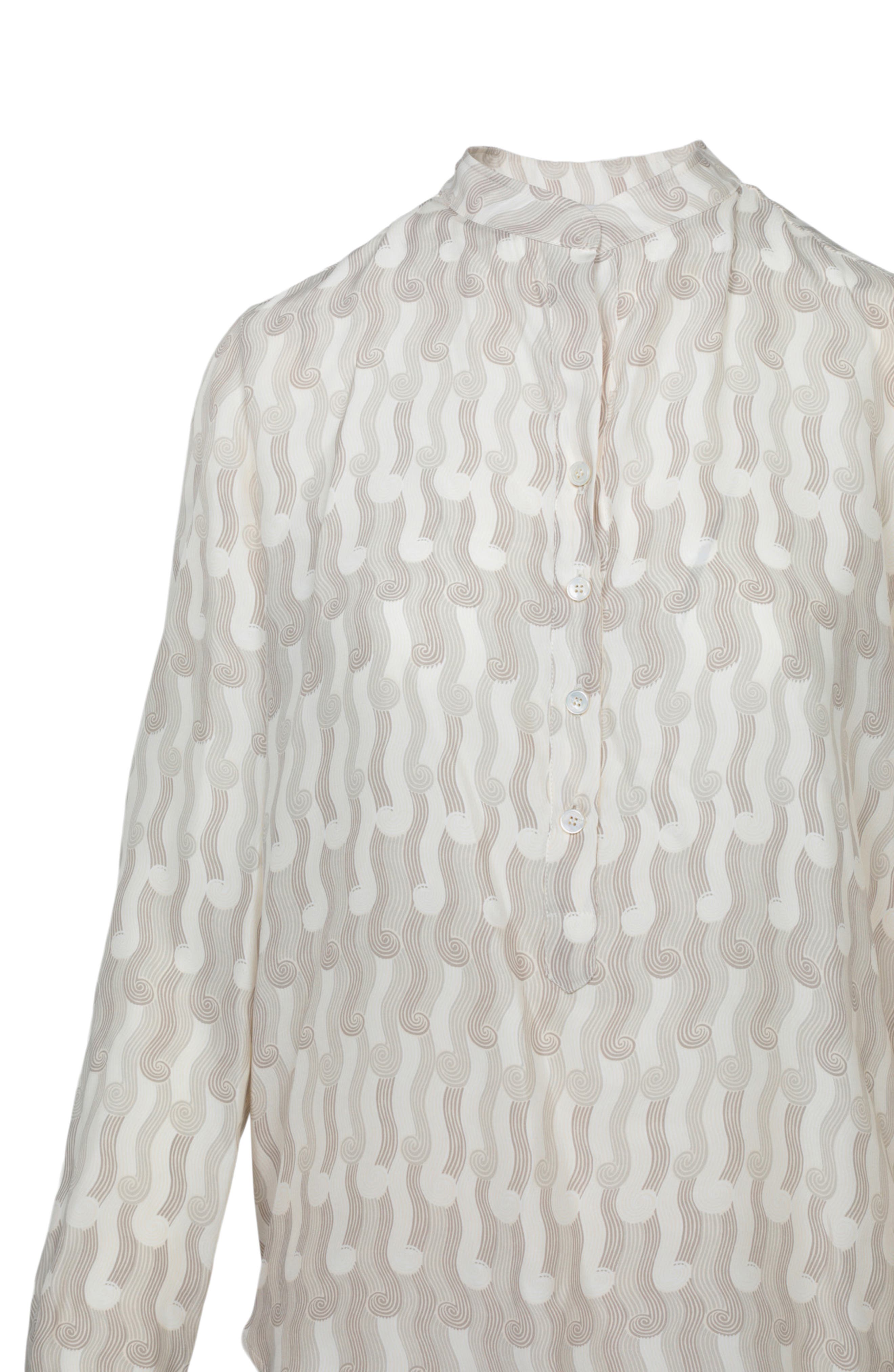 Stella McCartney Eva Button Half-Placket Long Sleeve Silk Blouse (Women ...