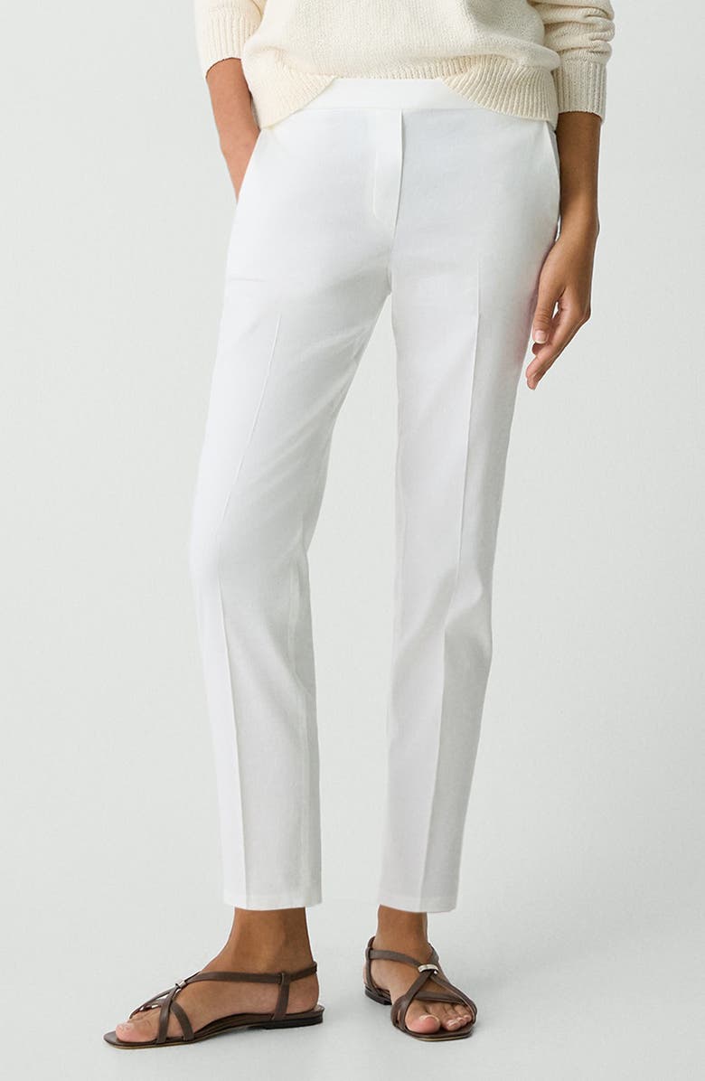 Theory Treeca Linen Blend Pull-On Crop Pants, Alternate, color, White