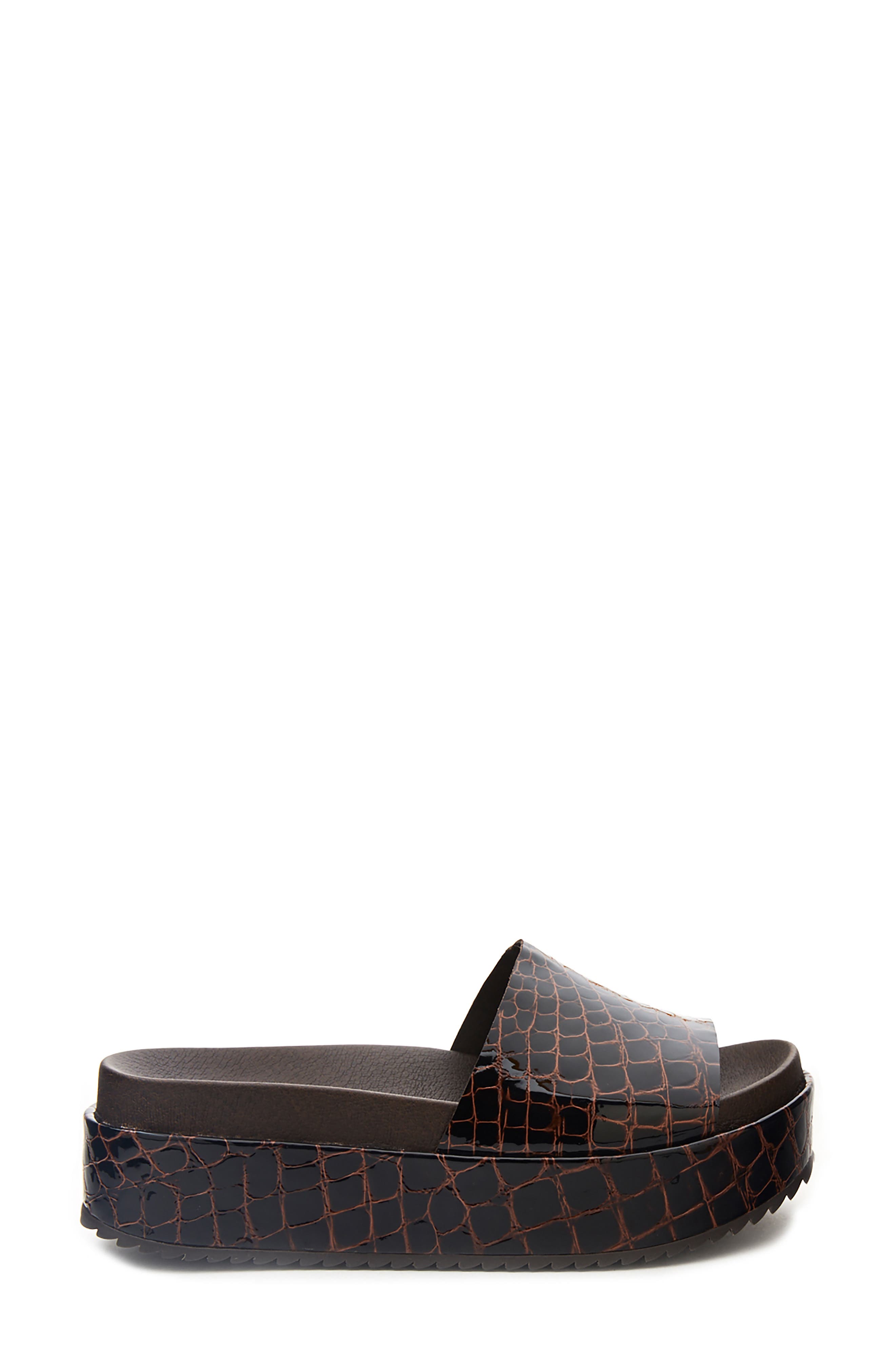 Hideaway Genuine Calf Hair Platform Slide Sandal, Alternate, color, BROWN CROC CALF HAIR