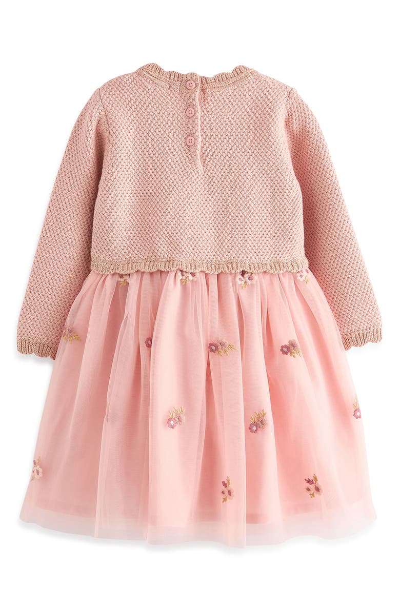 NEXT Kids' Mixed Media Long Sleeve Dress, Alternate, color, 