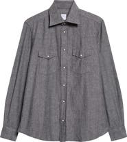 Eleventy Western Slim Fit Cotton Shirt