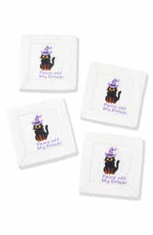 Paws Off My Drink Embroidered Linen Cocktail Napkins