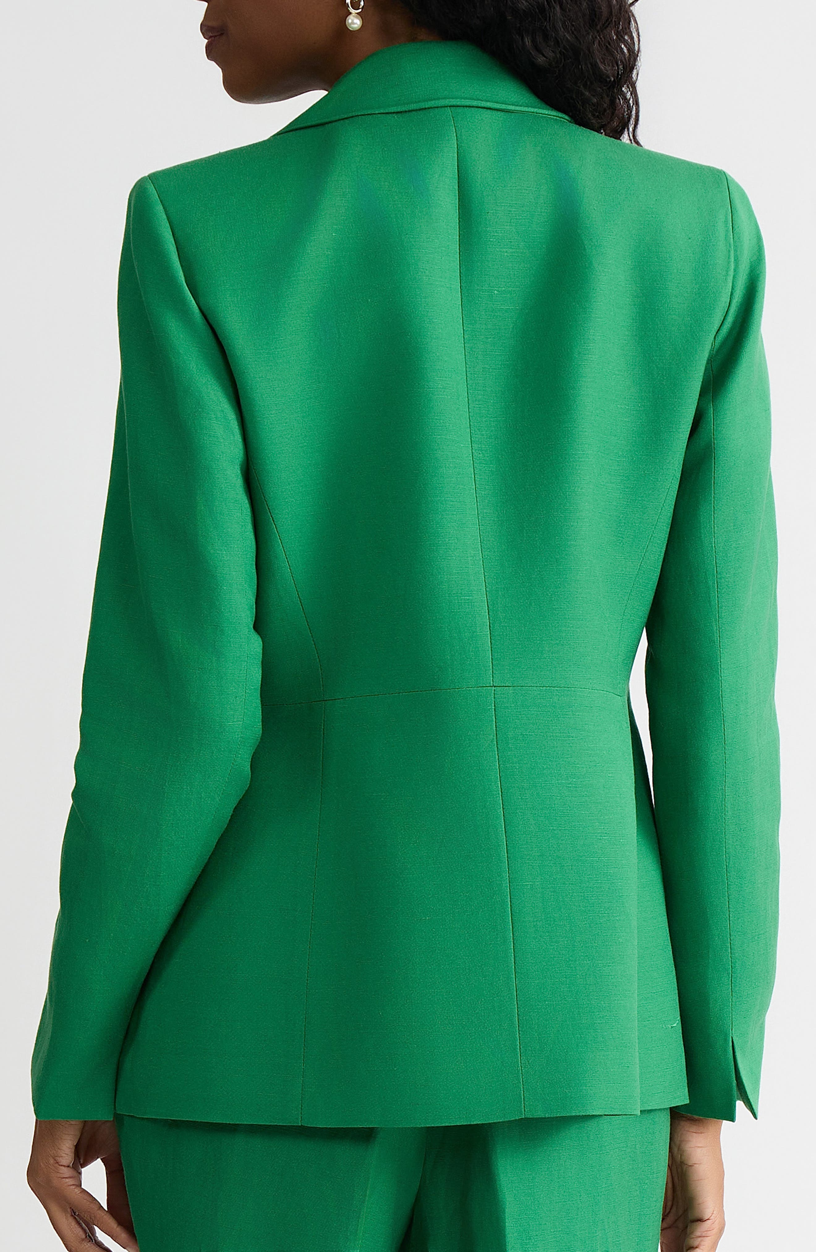 One-Button Linen Blend Peplum Blazer - image 4