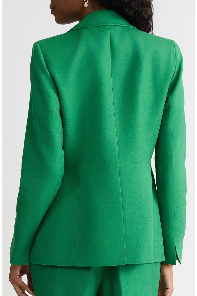 One-Button Linen Blend Peplum Blazer, Alternate, color, LUSH GREEN