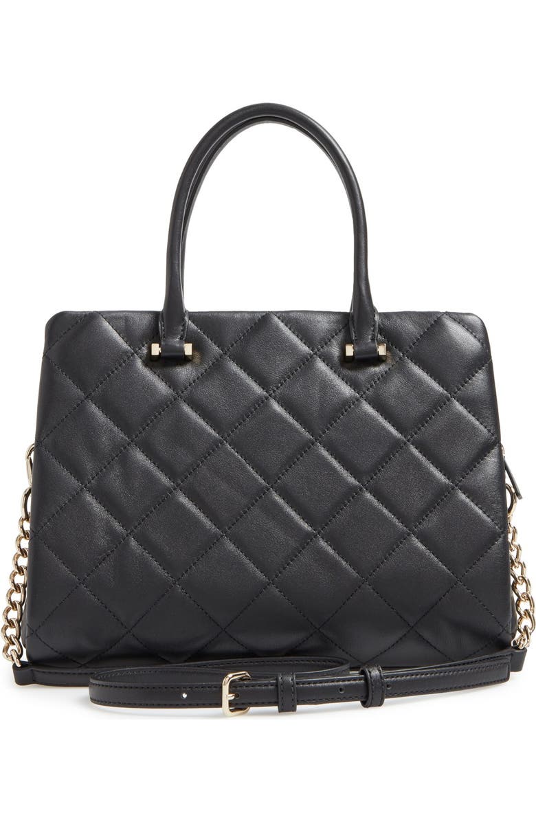 Kate Spade New York emerson place - olivera quilted leather satchel, Alternate, color, Black