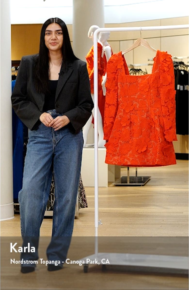 Ellen Flower Appliqué Long Sleeve Minidress, sales video thumbnail