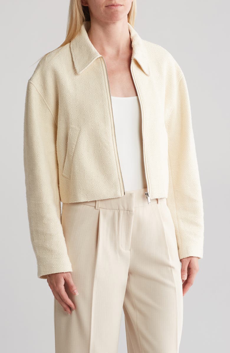 Amanda & Chelsea Cotton Bouclé Zip Bomber Jacket, Main, color, 