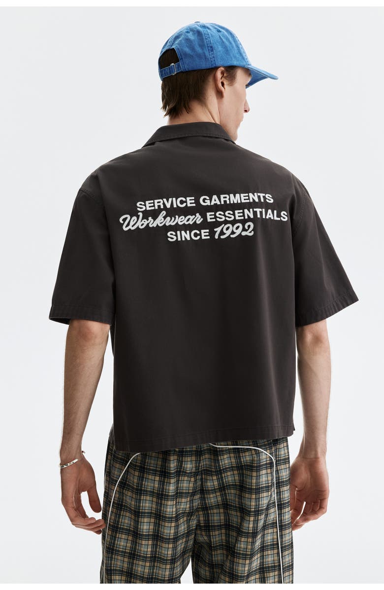H&M Relaxed-fit short-sleeved utility shirt, Alternate, color, Dark Gray/Service Garments