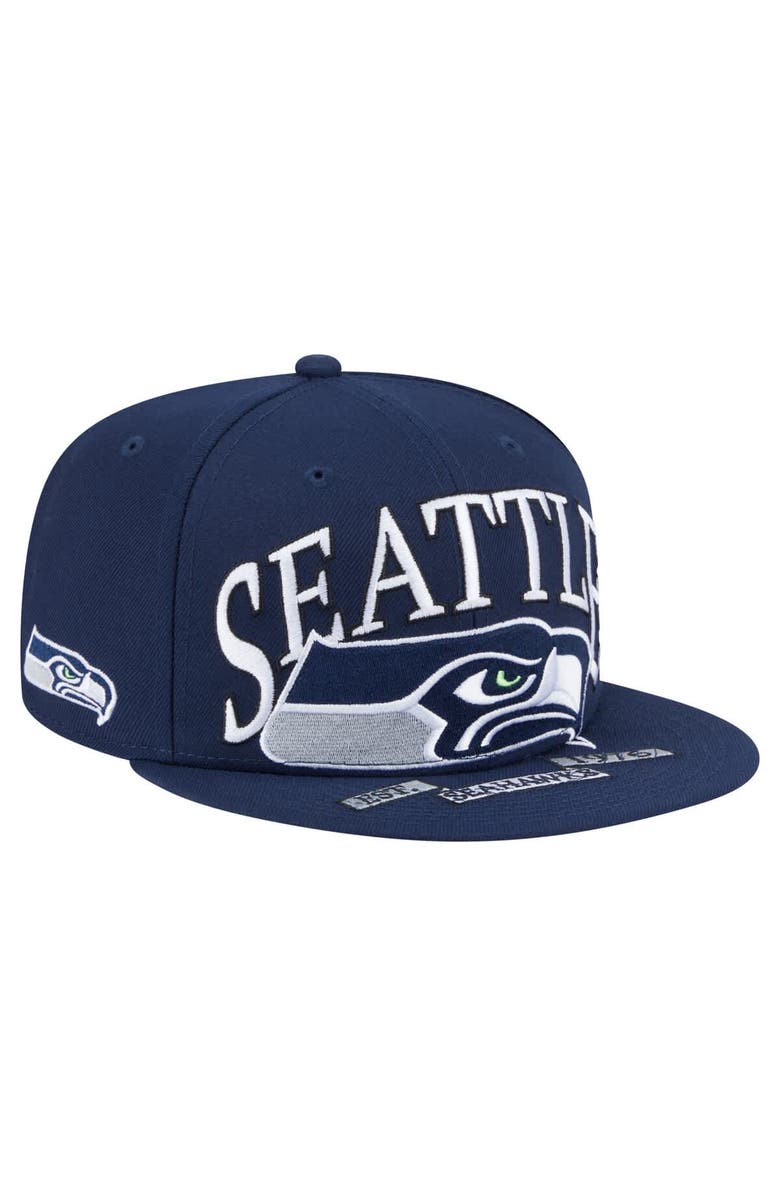 New Era Men's New Era College Navy Seattle Seahawks  Oversized 59FIFTY Fitted Hat, Main, color, College Navy