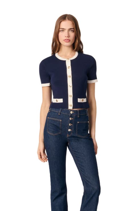 Cropped short sleeve cardigan