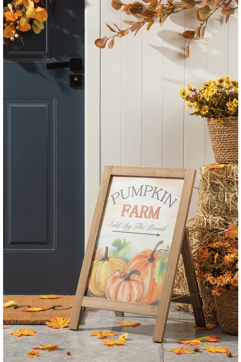 24"H Fall Wooden Easel Porch Sign Standing Decor, Alternate, color, Orange