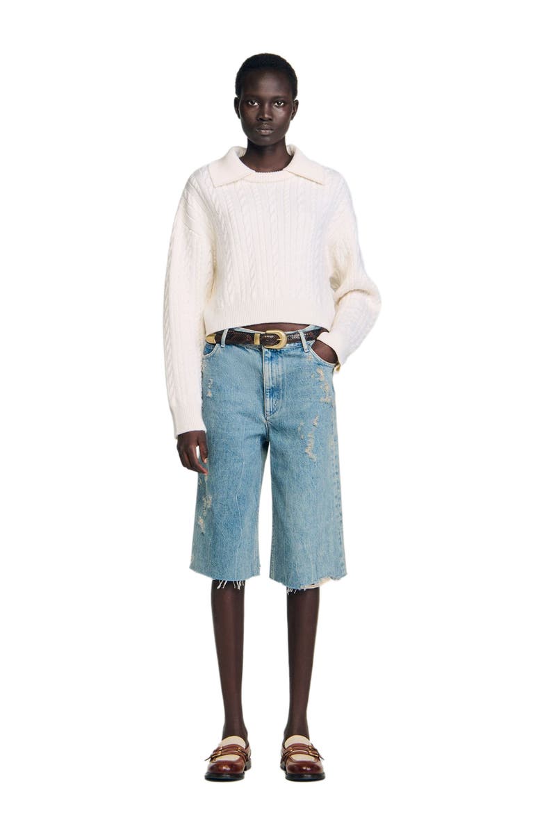 SANDRO Sailor-neck sweater, Alternate, color, Ecru