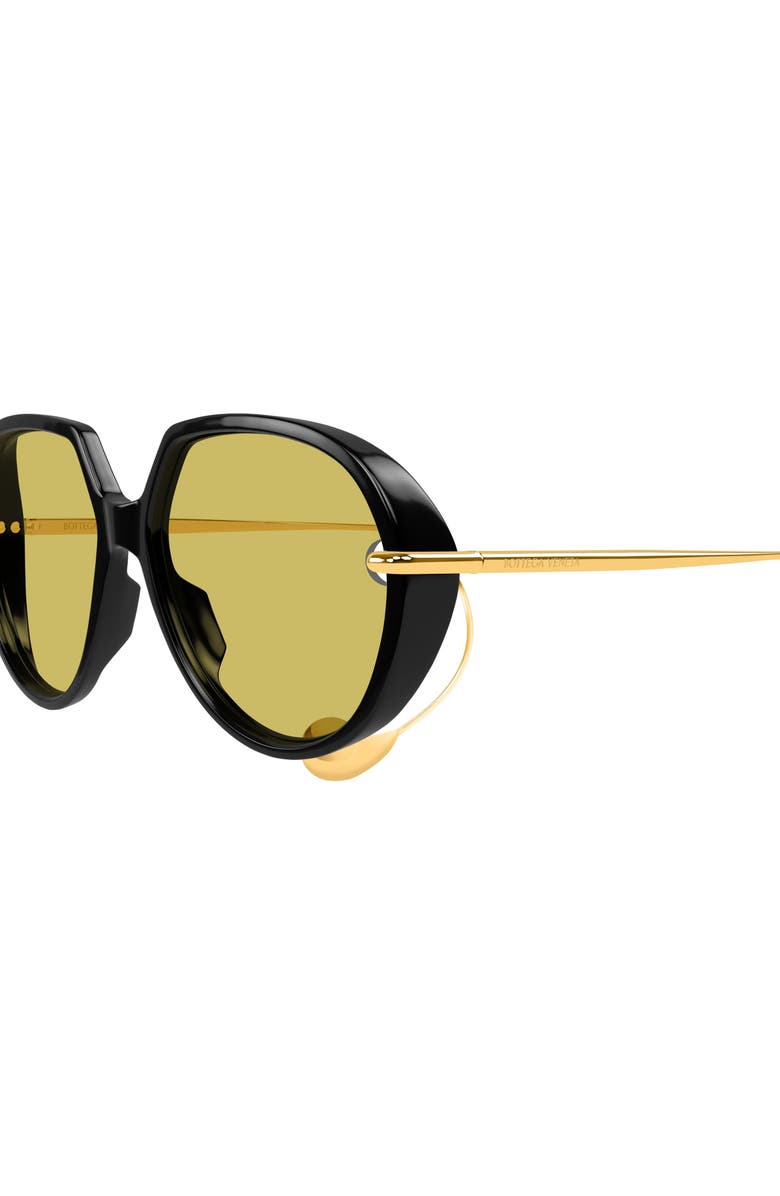 Bottega Veneta 60mm Round Sunglasses, Alternate, color, Black