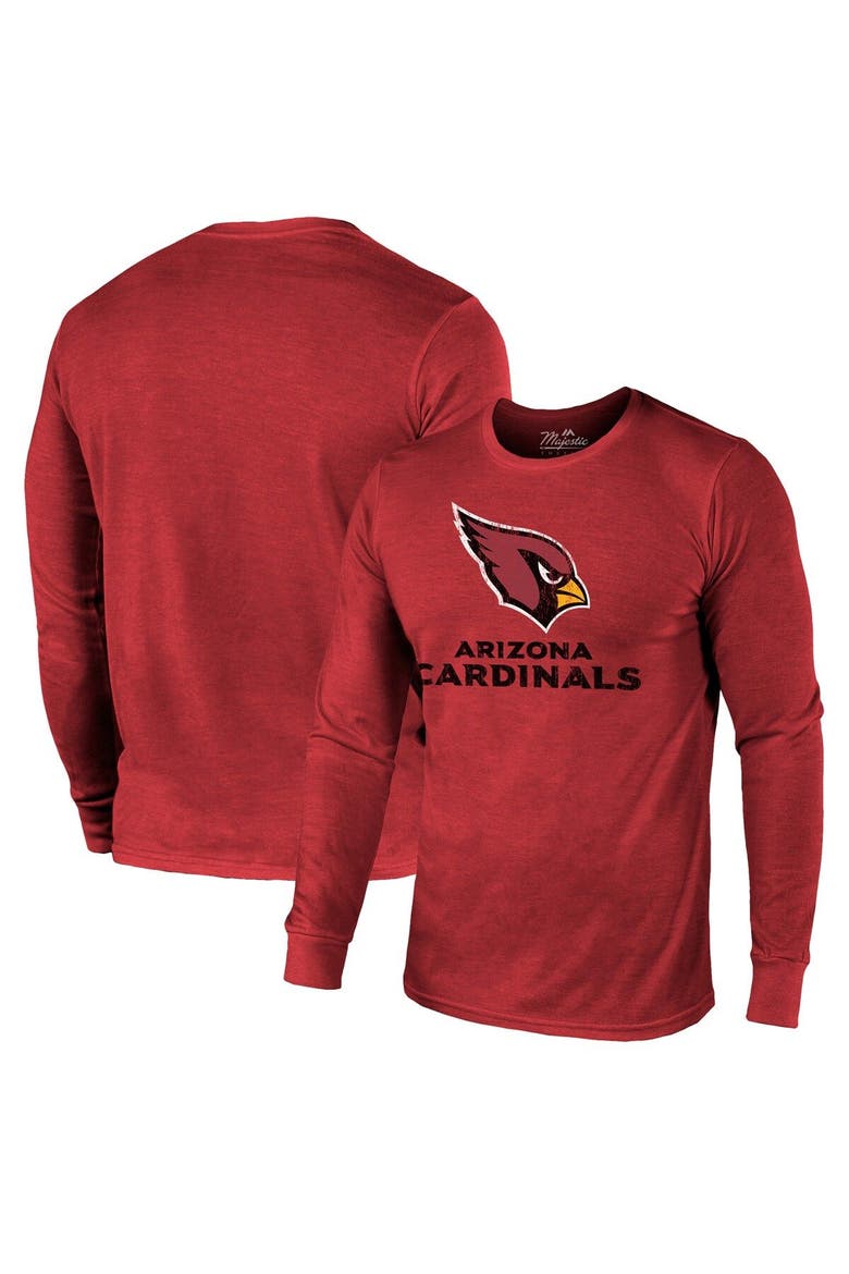 Arizona Cardinals Majestic Threads Lockup Tri-Blend Long Sleeve T-Shirt - Cardinal, Main, color, Cardinal