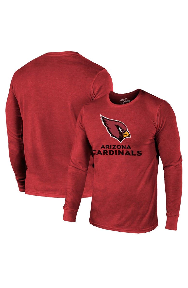 Majestic Threads Arizona Cardinals Majestic Threads Lockup Tri-Blend Long Sleeve T-Shirt - Cardinal, Main, color, Cardinal
