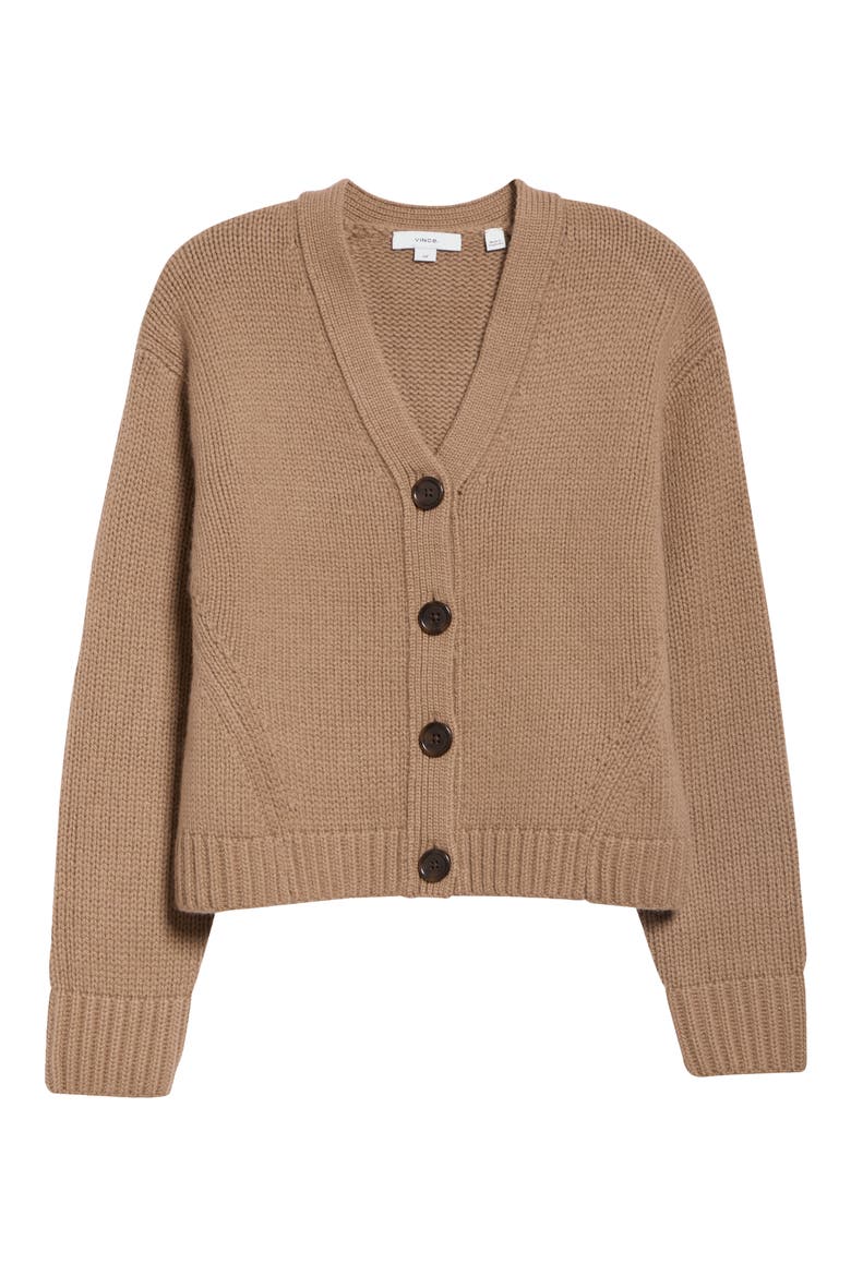 Wool & Cashmere Boxy V-Neck Cardigan, Main, color, CAMEL