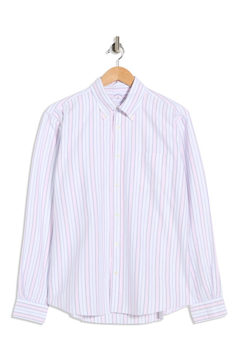 Sport Fit Stripe Button-Down Shirt, Alternate, color, PINK STRIPE