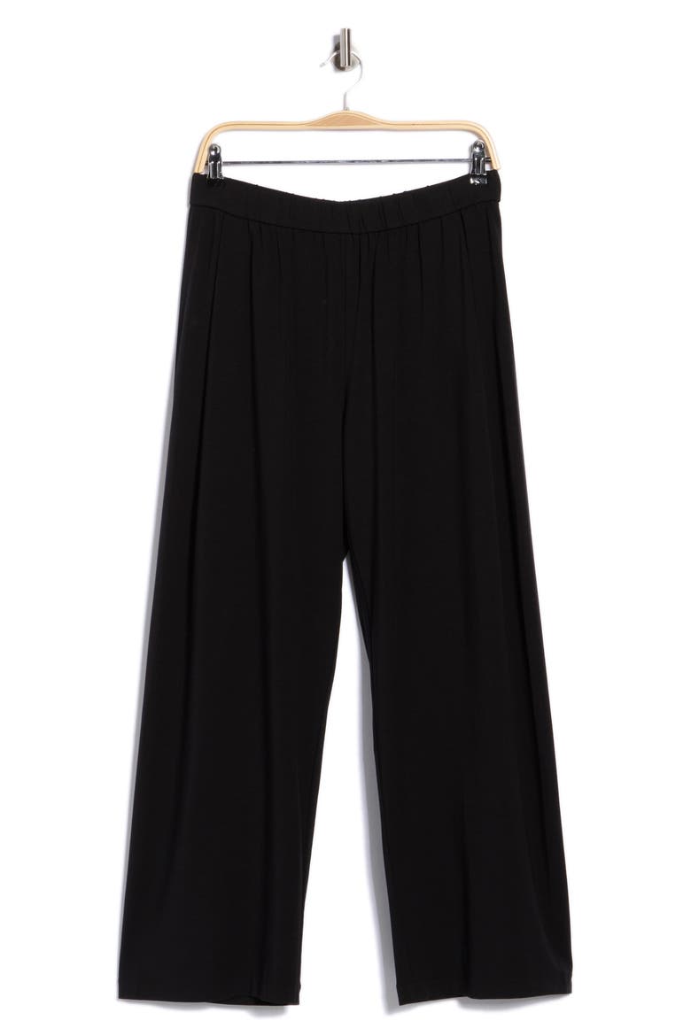 Pleated Straight Leg Ankle Pants, Main, color, BLACK