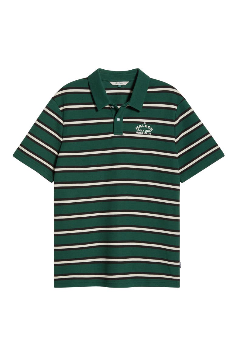 Fairway Bass Club Stripe Piqué Polo, Alternate, color, FOREST STRIPE