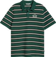 MALBON Fairway Bass Club Stripe Piqué Polo