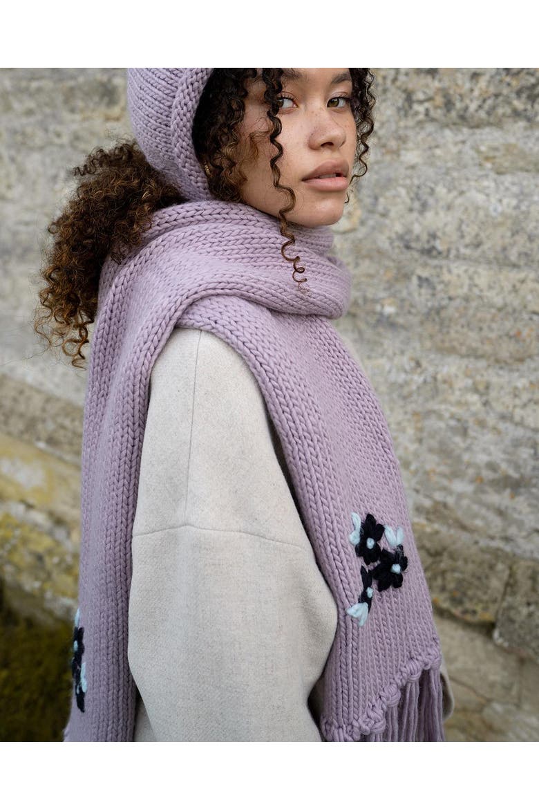 Forget-Me-Not Knitted Scarf, Alternate, color, Lilac