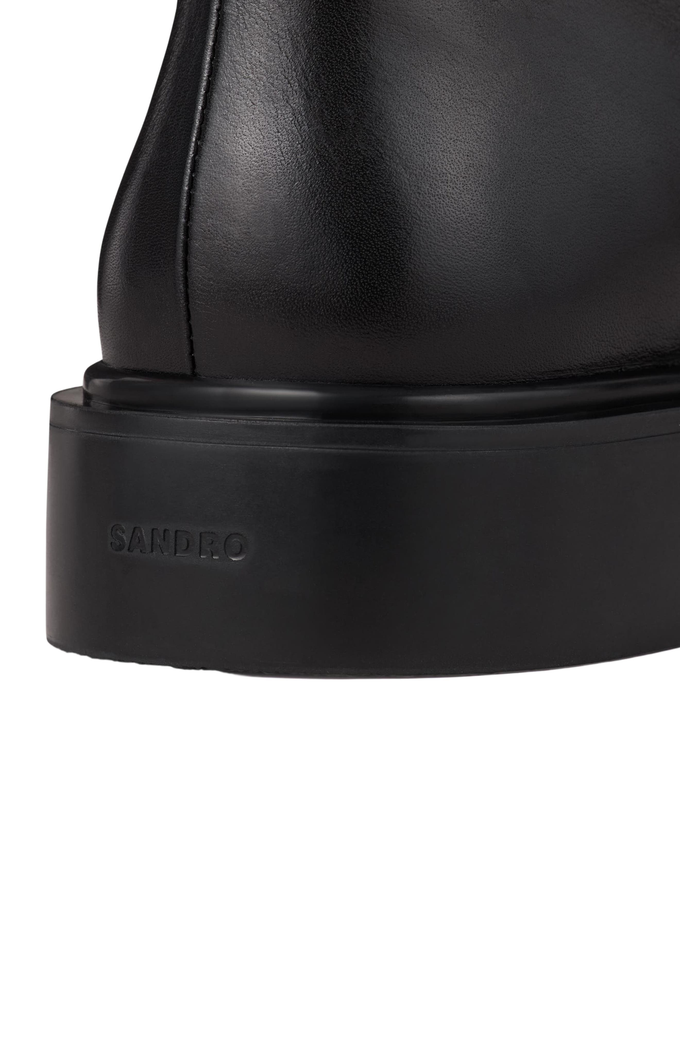 SANDRO Zipped leather ankle boots, Alternate, color, Black