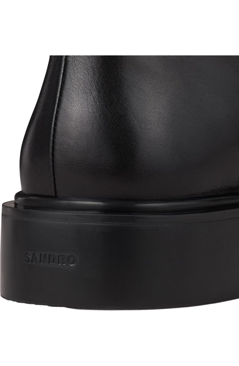 SANDRO Zipped leather ankle boots, Alternate, color, Black