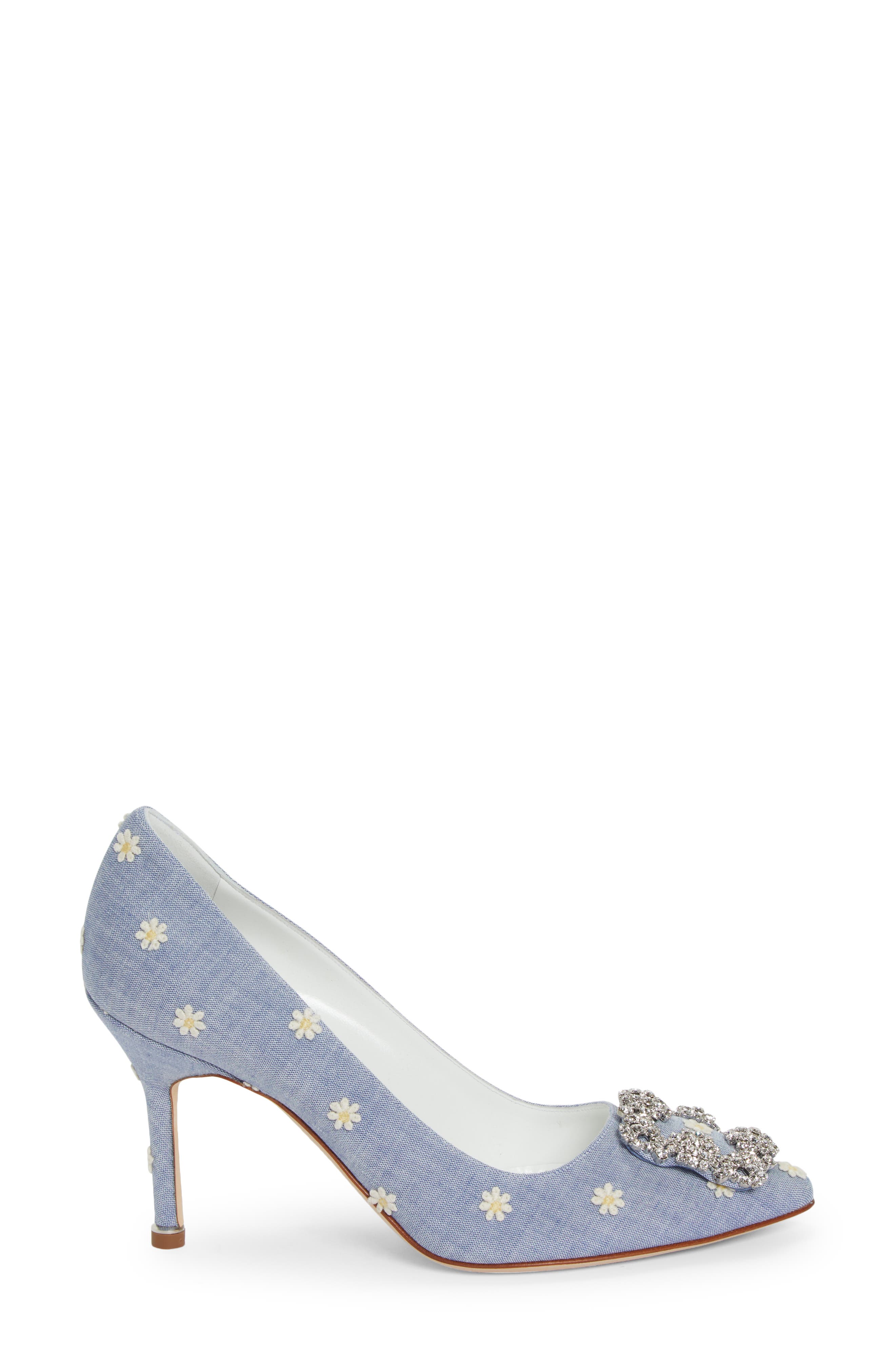 Manolo Blahnik Hangisi Crystal Buckle Pump, Alternate, color, Blue Multi