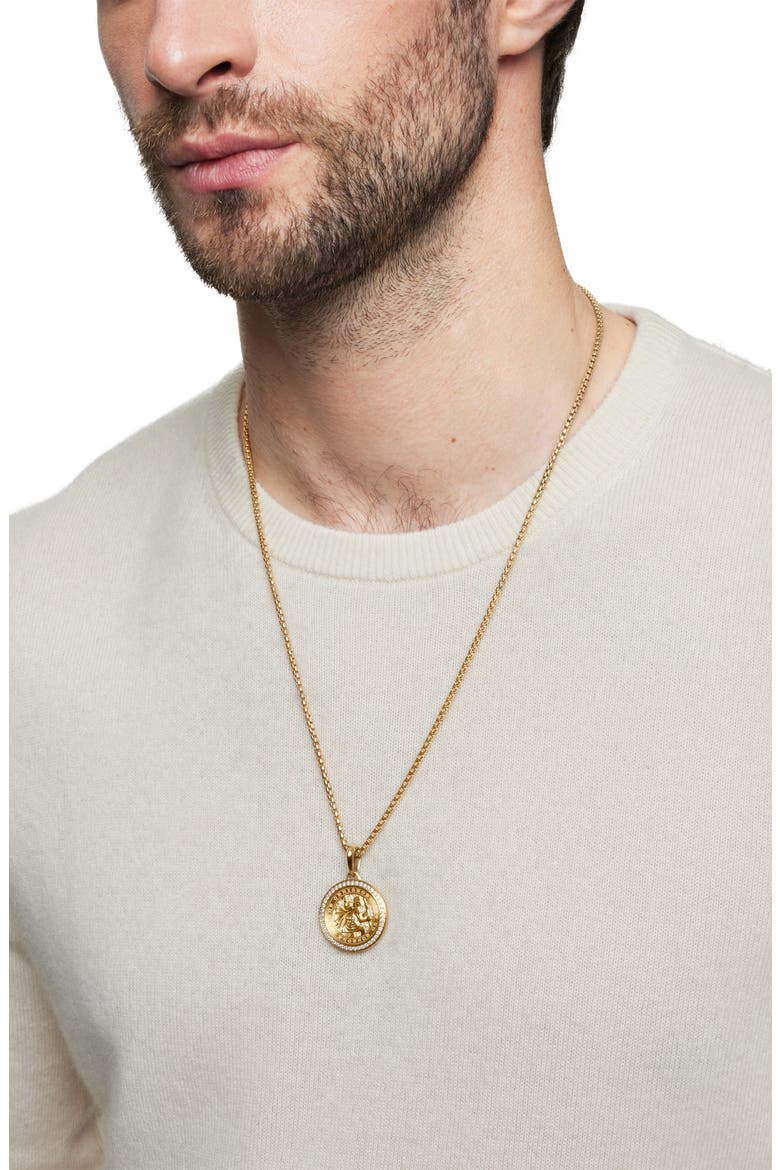 St. Christopher Amulet in 18K Yellow Gold with Pavé Diamonds, Alternate, color, DIAMOND