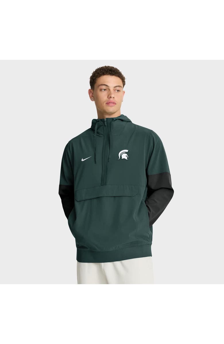 Nike Men's Nike Green Michigan State Spartans Anorak Half-Zip Hoodie Jacket, Main, color, Green