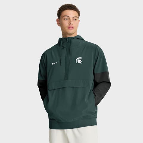 Men's Nike Green Michigan State Spartans Anorak Half-Zip Hoodie Jacket