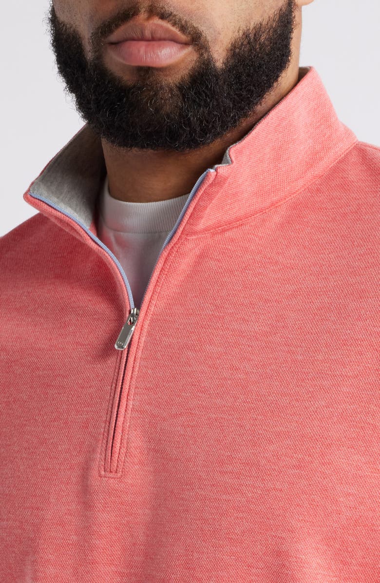 Peter Millar Crown Comfort Crewneck Piqué Quarter Zip, Alternate, color, Geranium