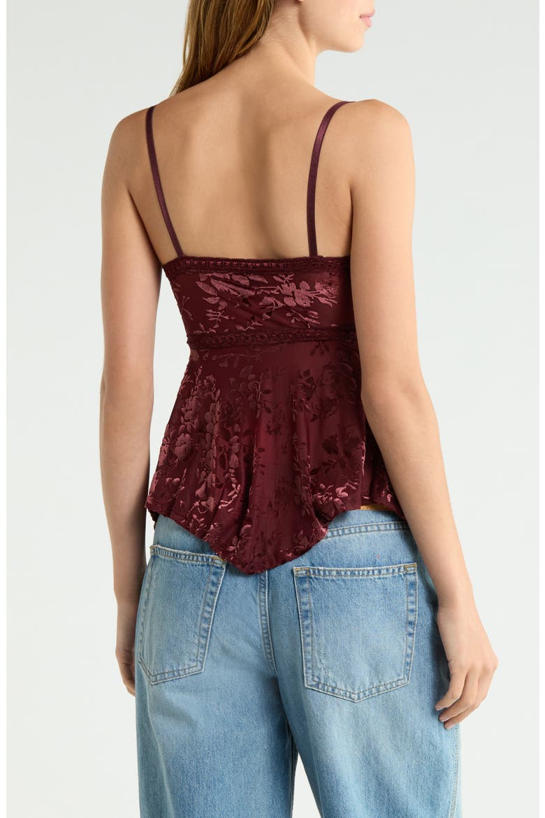 Devoree Floral Burnout Babydoll Top, Alternate, color, BROWN