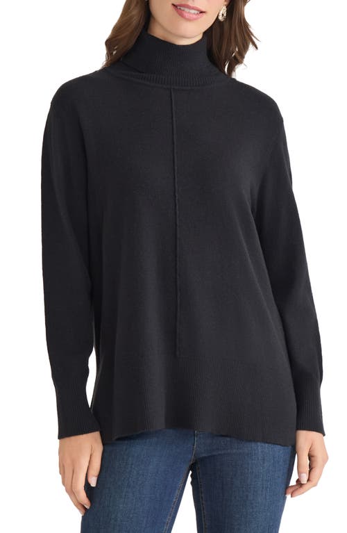 Jones New York Turtleneck Seam Front Bouclé Sweater In Black