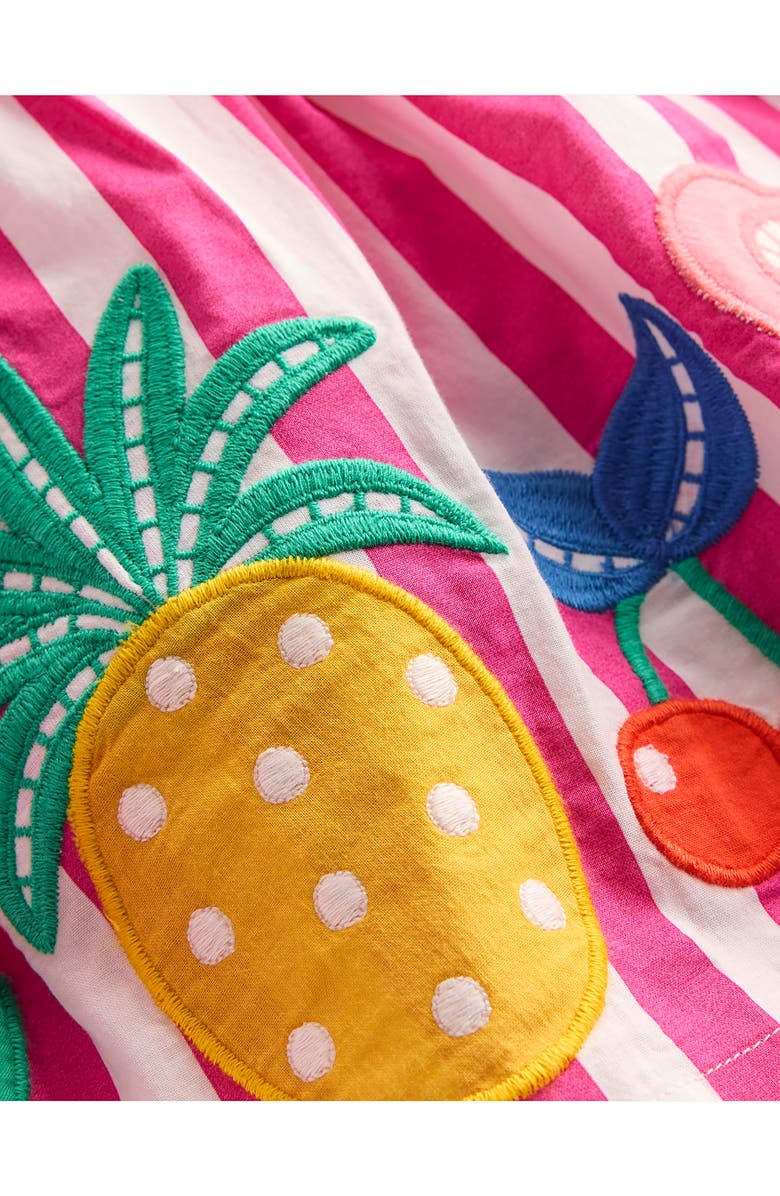 Mini Boden Kids' Stripe Fruit Appliqué Cotton Graphic Skirt, Alternate, color, Fruit Pink Stripe