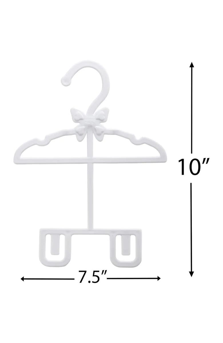 Dress Along Dolly Doll White Full-Outfit Clothes Hangers for 18" Dolls - 24pk - Compatible w American Girl- Unique Design Holds Your Top & Bottom at Once, Alternate, color, White