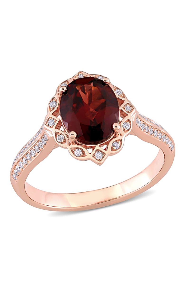 Julianna B. Garnet & Diamond Vintage Halo Ring 14k, Main, color, Garnet