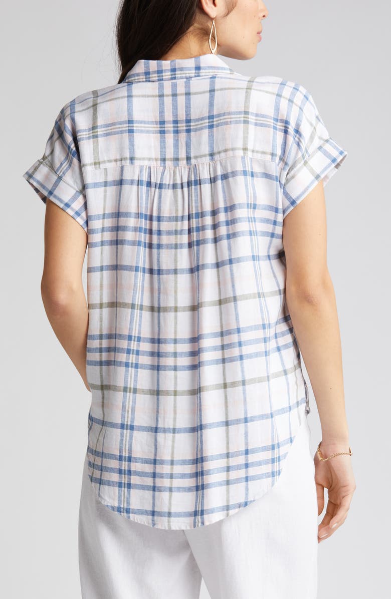 Caslon<sup>®</sup> Short Sleeve Linen Blend Camp Shirt, Alternate, color,