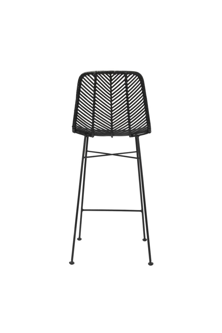 Chic Rattan Bar Stool with Metal Frame, Black, Alternate, color, Black
