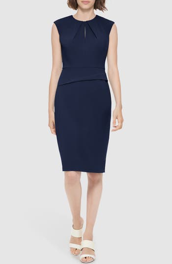 Calvin Klein Keyhole Sheath Dress In Purple