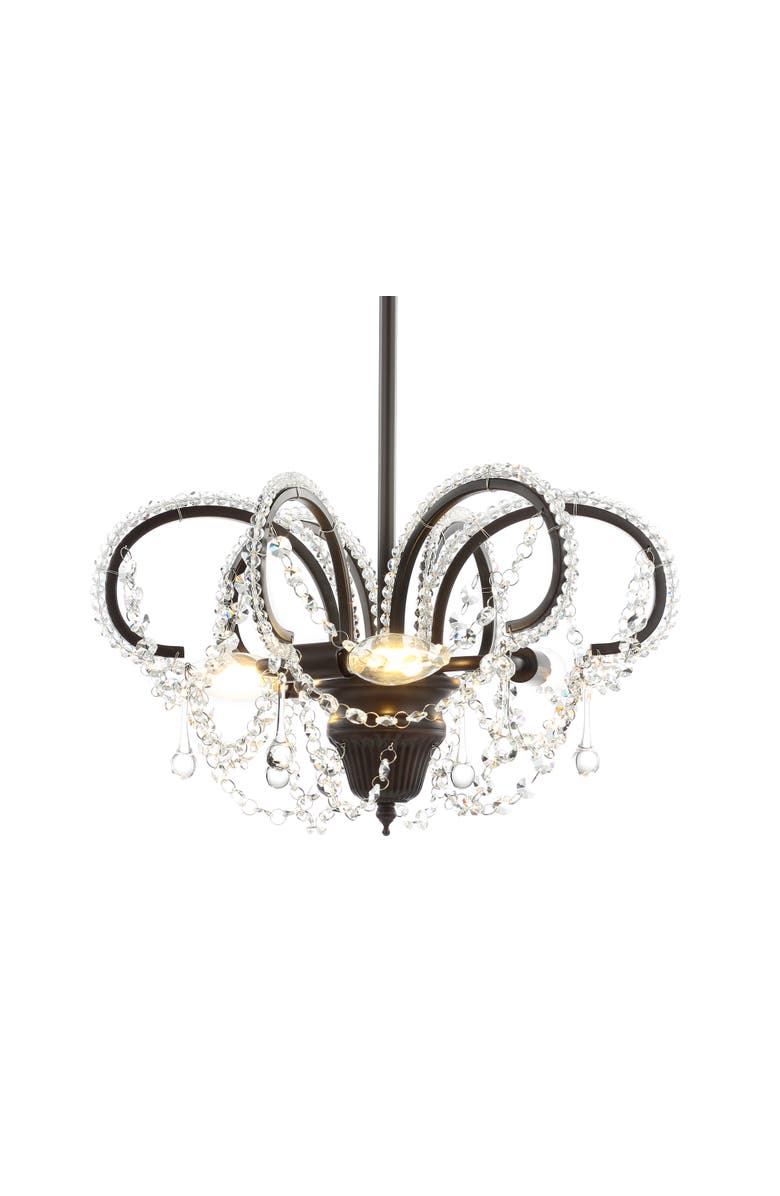 JONATHAN Y Caroline Metal/Crystal LED Adjustable Chandelier, Main, color, Oil Rubbed Bronze