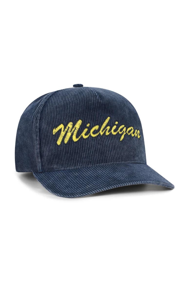 Men's '47  Navy Michigan Wolverines Reclaim Snow Wash Corduroy Hitch Adjustable Hat, Alternate, color, Navy