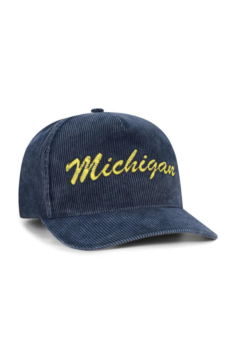 '47 Men's '47 Navy Michigan Wolverines Reclaim Snow Wash Corduroy Hitch Adjustable Hat, Alternate, color, Navy