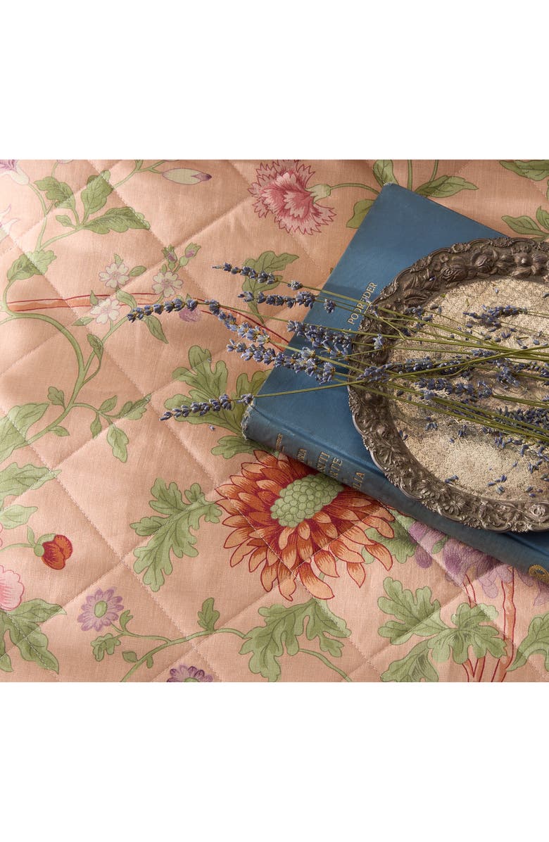 Matouk Simone Linen Fitted Sheet, Alternate, color, Apricot