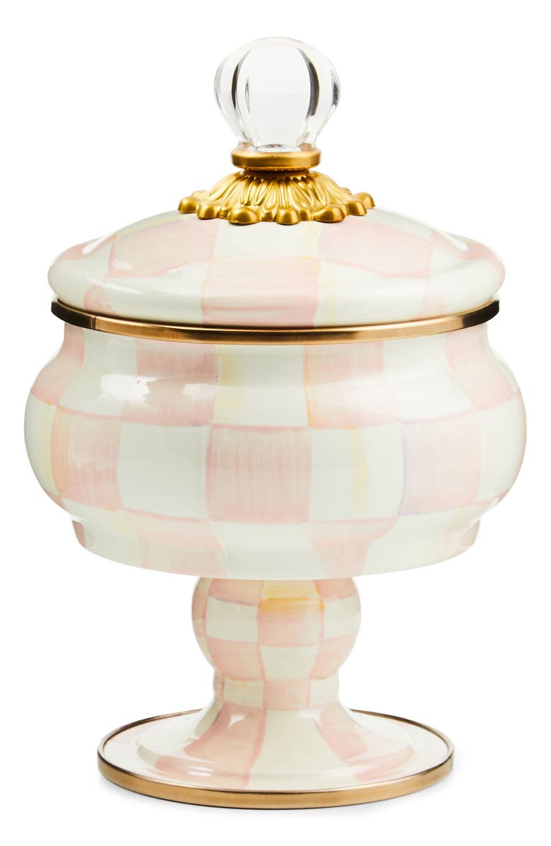 MACKENZIE CHILDS Rosy Check Enameled Steel Curiosity Pot, Main, color, Rosy