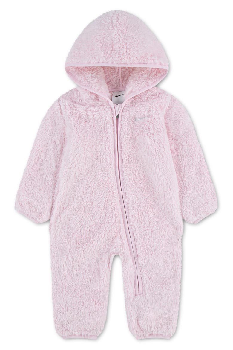 Hooded Fleece Bunting, Main, color, PINK FOAM