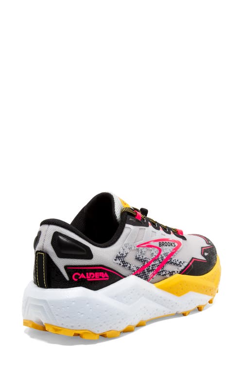 Brooks Caldera 7 Trail Running Shoe In Lunar Rock/lemon Chrome/black