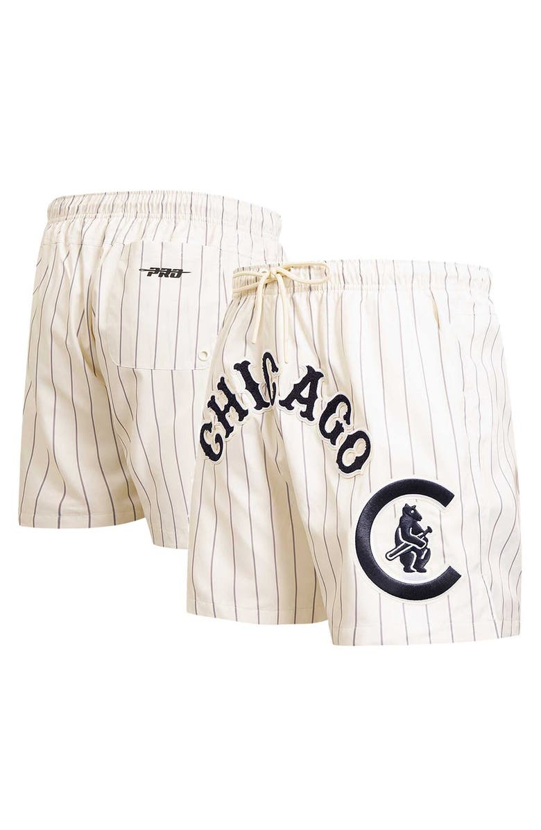PRO STANDARD Men's Pro Standard Cream Chicago Cubs Pinstripe Retro Classic Woven Shorts, Main, color, 
