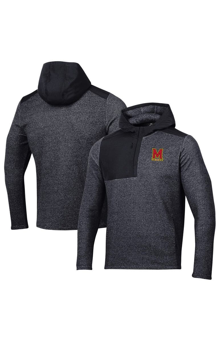 Under Armour Men's Under Armour Black Maryland Terrapins Survivor Fleece Hoodie Quarter-Zip Jacket, Alternate, color, Black